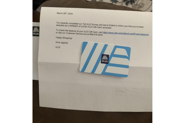 $100 ALDI Gift Card I Receive in my Mail