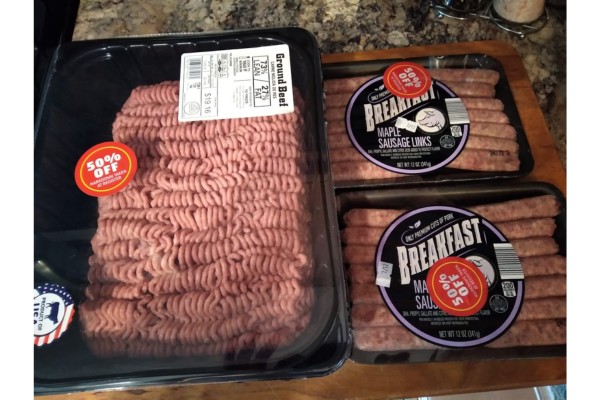 50% off on Ground Beef & Maple Sausage Links at ALDI's