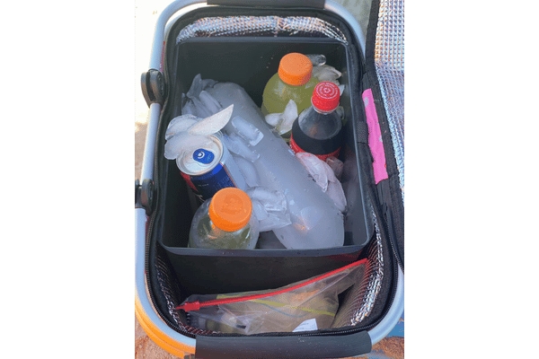 Carrying Soft Drink Cans and Bottles in Cooler Basket