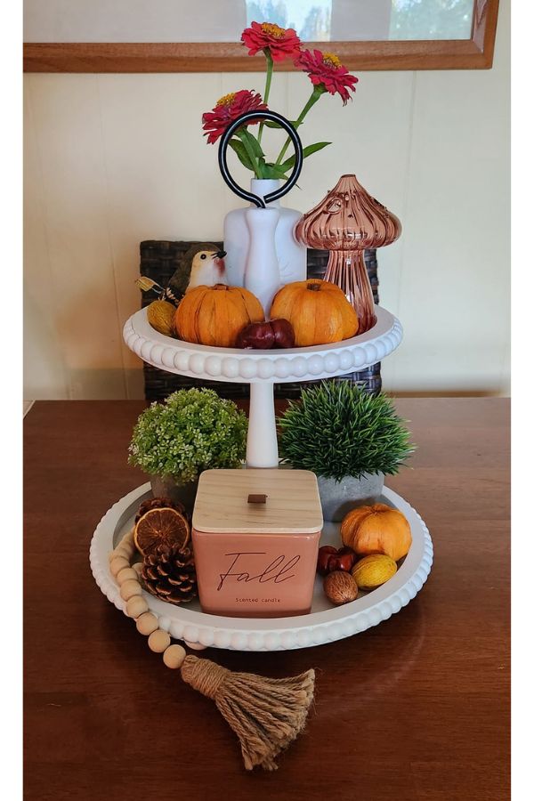 Garden-themed Fall Tiered Tray Decor