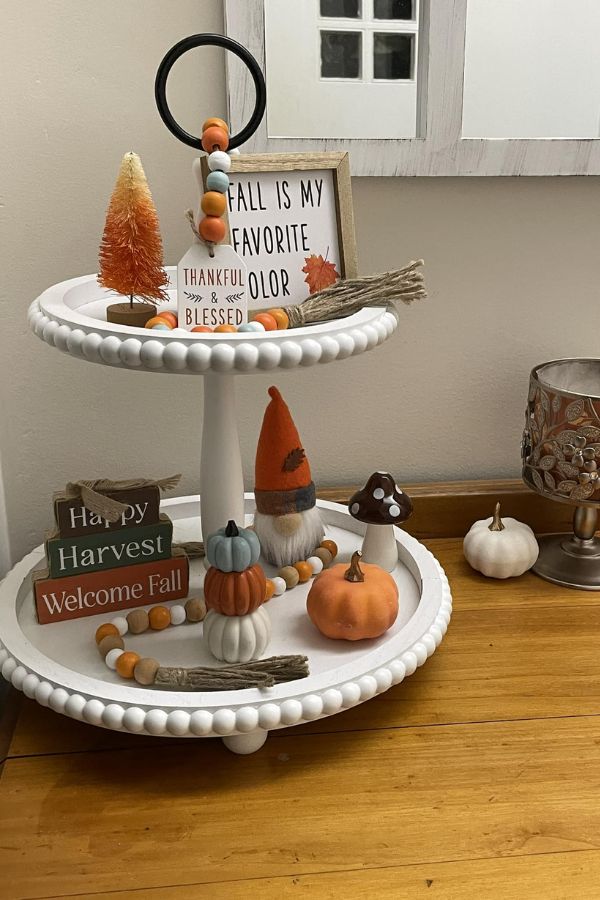 Happy Harvest Fall Tiered Tray Decor