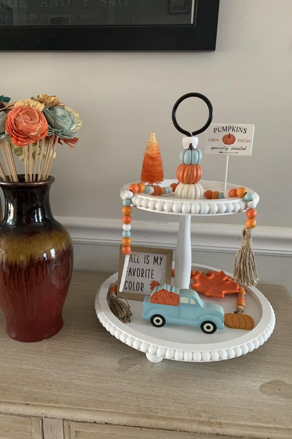 Minimalistic Aldi Fall Tiered Tray Decor