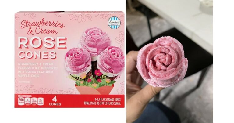 ALDI Brings Sundae Shoppe Strawberries and Cream Rose Cones Back on AOS Shelves