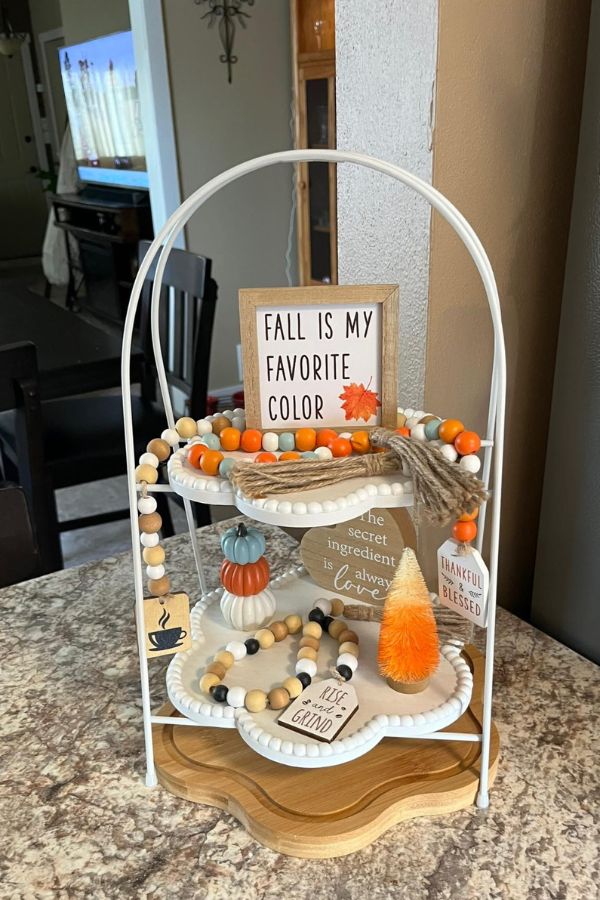 Using Coffee Tray as Fall Tiered Tray 