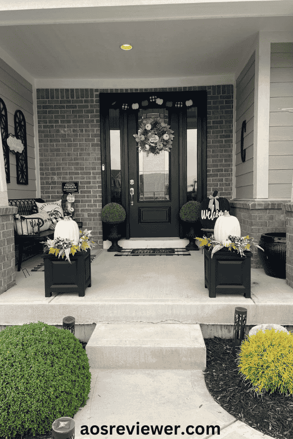 A Black Themed Front Door Decor