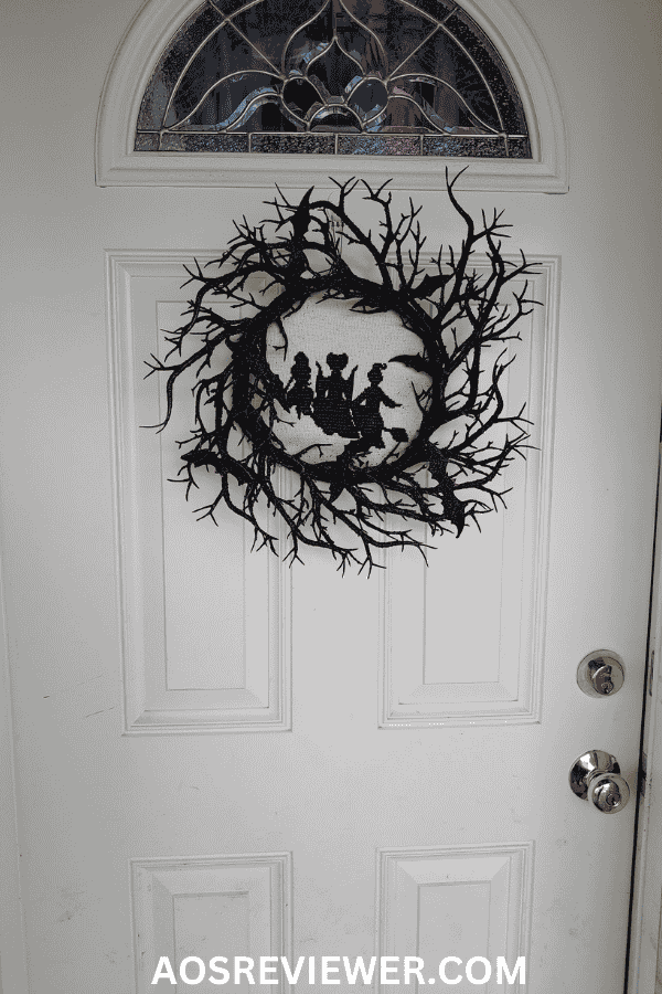 Black branch Circular wreath with witches flying in between!