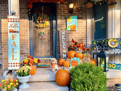 Cheerful Pumpkin Garden Front Door Decor 